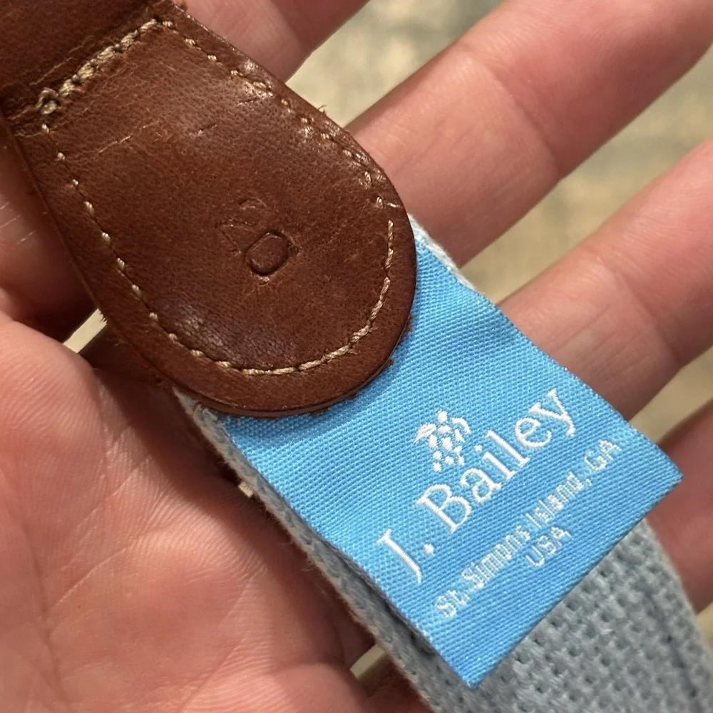 J. Bailey Buddy Belt Embroidered Canvas Leather Kids Size 20 EUC Crab
